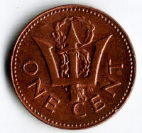 Монета 1 цент. 1981 год, Барбадос.