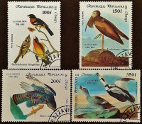 Набор почтовых марок (4 шт.). "200 лет со дня рождения Одюбона". 1985 год, Республика Конго.