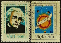 Набор почтовых марок (2 шт.). "Альберт Эйнштейн". 1979 год, Вьетнам.
