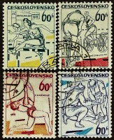 Набор почтовых марок (4 шт.). "Спорт-1965". 1965 год, Чехословакия.