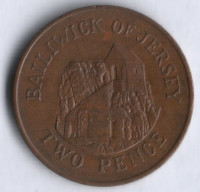 Монета 2 пенса. 1986 год, Джерси.