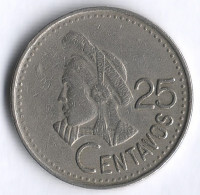 Монета 25 сентаво. 1991 год, Гватемала.