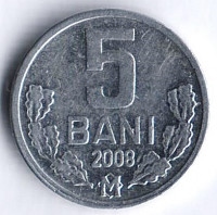 Монета 5 баней. 2008 год, Молдова.