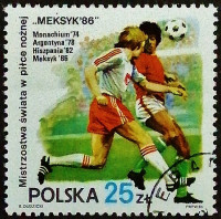 Почтовая марка. "Чемпионат мира по футболу, Мексика`1986". 1986 год, Польша.
