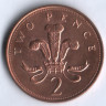 Монета 2 пенса. 1998 год, Великобритания.