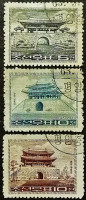 Набор почтовых марок (3 шт.). "Исторические здания Кореи". 1963 год, КНДР.