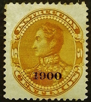 Марка фискальная (5 c.). "Симон Боливар ("1900")". 1900 год, Венесуэла.