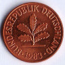 Монета 2 пфеннига. 1983(F) год, ФРГ.