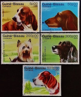 Набор почтовых марок (5 шт.). "Собаки". 1988 год, Гвинея-Бисау.