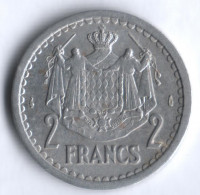Монета 2 франка. 1943 год, Монако.
