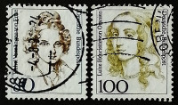 Набор почтовых марок (2 шт.). "Женщины в немецкой истории". 1994 год, ФРГ.