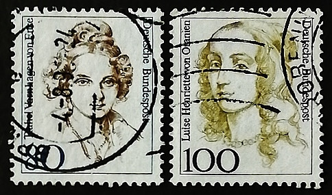 Набор почтовых марок (2 шт.). "Женщины в немецкой истории". 1994 год, ФРГ.