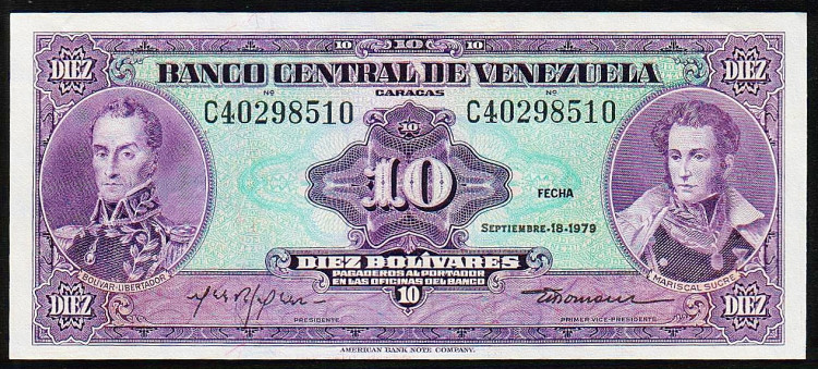 Бона 10 боливаров. 1979 год, Венесуэла.