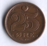 Монета 25 эре. 1990 год, Дания. LG;JP;A.