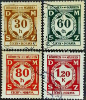 Набор служебных марок (4 шт.). "Числа". 1941 год, Богемия и Моравия.