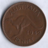 Монета 1 пенни. 1942(m) год, Австралия.