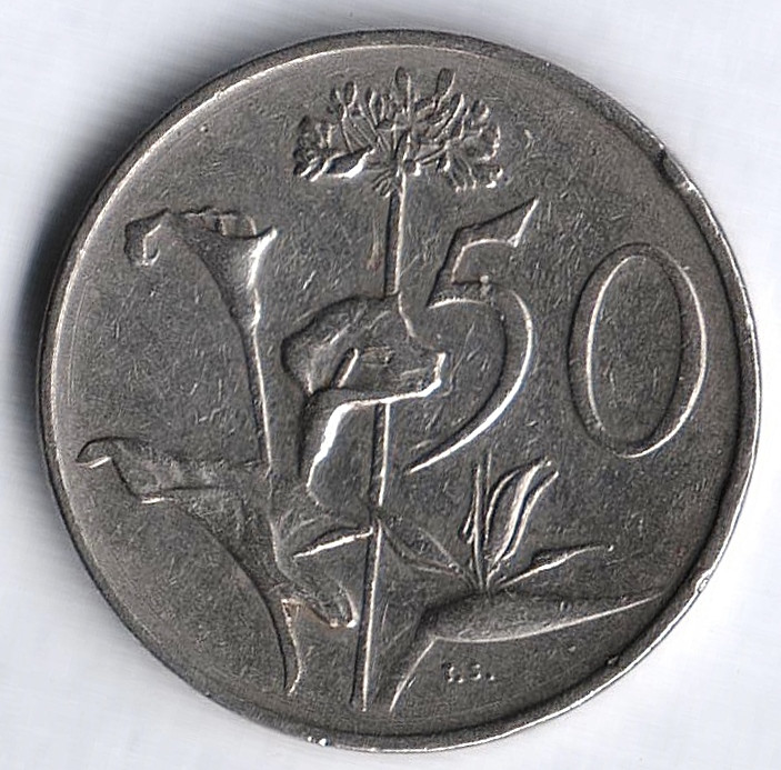 Монета 50 центов. 1983 год, ЮАР.