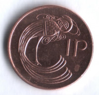 Монета 1 пенни. 1992 год, Ирландия.