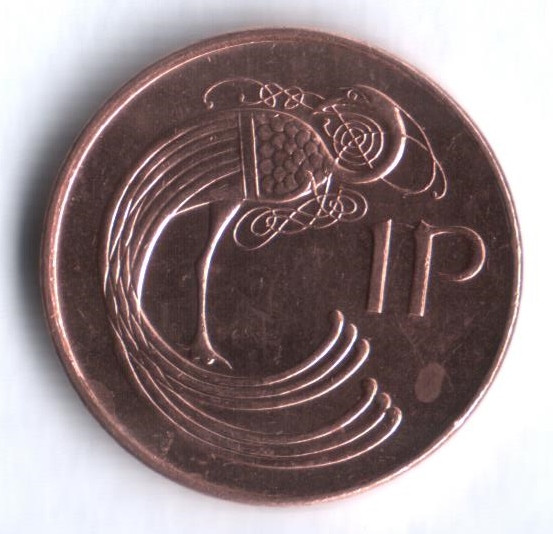 Монета 1 пенни. 1992 год, Ирландия.