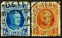 Набор почтовых марок (2 шт.). "Король Альберт I". 1922-1926 годы, Бельгия.