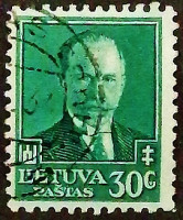 Почтовая марка (30 c.). "60 лет со дня рождения Антанаса Сметоны". 1934 год, Литва.