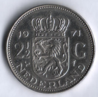 Монета 2-1/2 гульдена. 1971 год, Нидерланды.