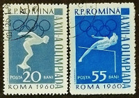 Набор почтовых марок (2 шт.). "Летние Олимпийские игры - Рим`1960". 1961 год, Румыния.