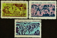 Набор почтовых марок (3 шт.). "Молодежное движение". 1973 год, Вьетнам.