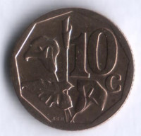 10 центов. 2002 год, ЮАР. (Afrika Dzonga).