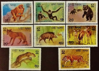 Набор почтовых марок (8 шт.). "Животные национального парка (I)". 1981 год, Вьетнам.