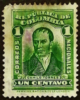 Почтовая марка (1 c.). "Камило Торрес". 1917 год, Колумбия.