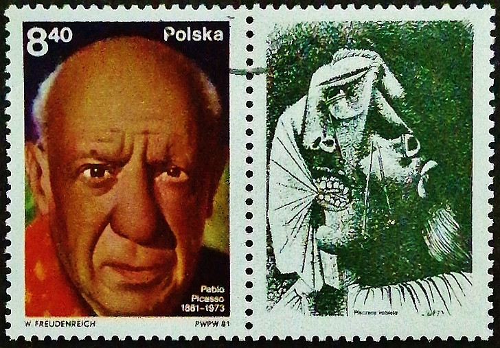 Почтовая марка с этикеткой. "100 лет со дня рождения Пабло Пикассо". 1981 год, Польша. Почтовая марка с этикеткой. "100 лет со дня рождения Пабло Пикассо". 1981 год, Польша.