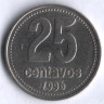 Монета 25 сентаво. 1996 год, Аргентина.
