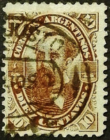 Почтовая марка (10 c.). "Николас Авельянеда". 1888 год, Аргентина.