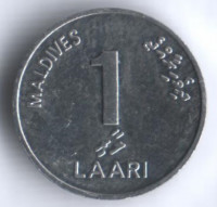 Монета 1 лари. 2002 год, Мальдивы.