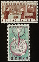 Набор почтовых марок (2 шт.). "40 лет чехословацкому радиовещанию". 1963 год, Чехословакия.