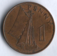 Монета 1 пенни. 1966 год, Гамбия (колония Великобритании).