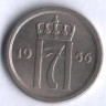 Монета 25 эре. 1956 год, Норвегия.