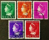 Набор марок (5 шт.). "Королева Вильгельмина". 1940 год, Нидерланды.