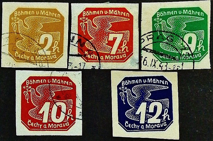 Набор почтовых марок (5 шт.). "Газетные марки". 1939 год, Богемия и Моравия.