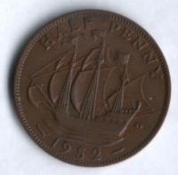 Монета 1/2 пенни. 1952 год, Великобритания.