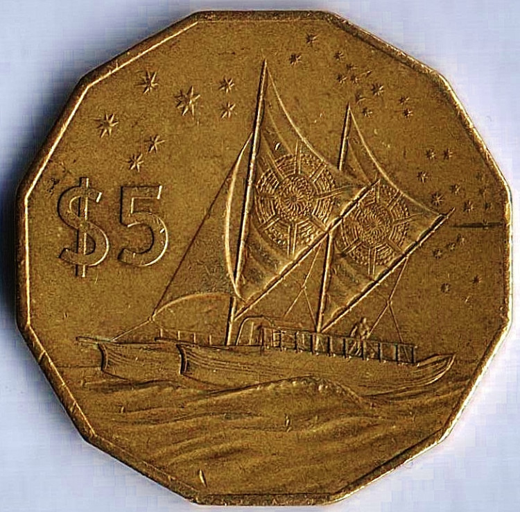 Монета 5 долларов. 2015 год, Острова Кука.