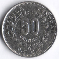 Монета 50 сентимо. 1984(L) год, Коста-Рика.