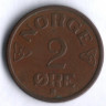 Монета 2 эре. 1955 год, Норвегия.