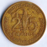 Монета 25 франков. 1957 год, Французская Западная Африка. Монета 25 франков. 1957 год, Французская Западная Африка.