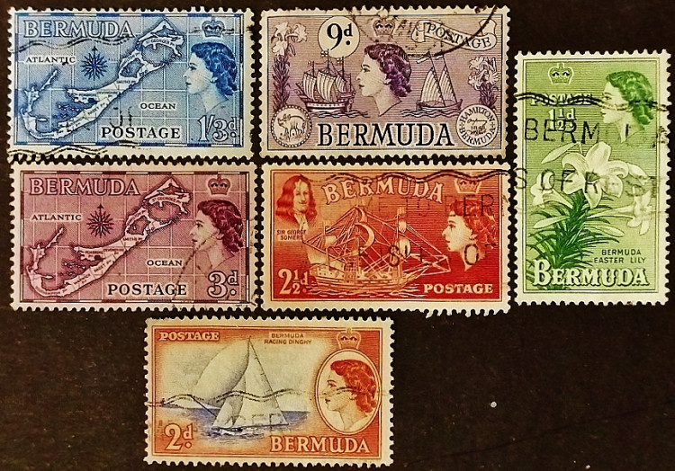 Набор марок (6 шт.). "Королева Елизавета II". 1953-1958 годы, Бермудские острова.