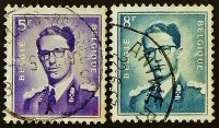 Набор почтовых марок (2 шт.). "Король Бодуэн". 1957-1958 годы, Бельгия.