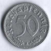 Монета 50 рейхспфеннигов. 1942 год (A), Третий Рейх.