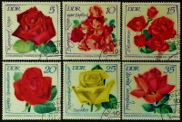 Набор почтовых марок (6 шт.). "Международная выставка роз". 1972 год, ГДР.