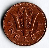 Монета 1 цент. 1990 год, Барбадос.